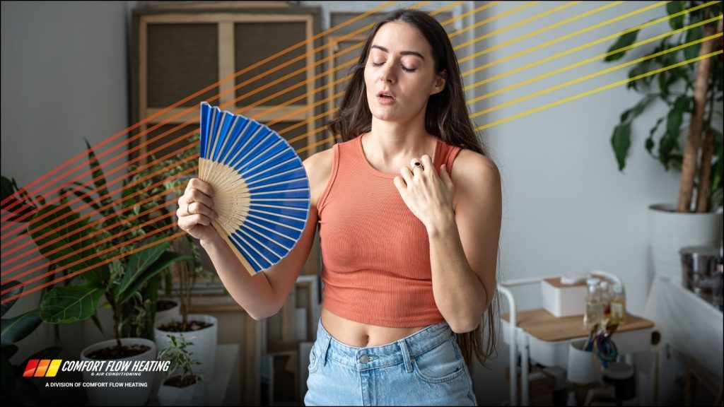 A women suffering in a hot, humid home.
