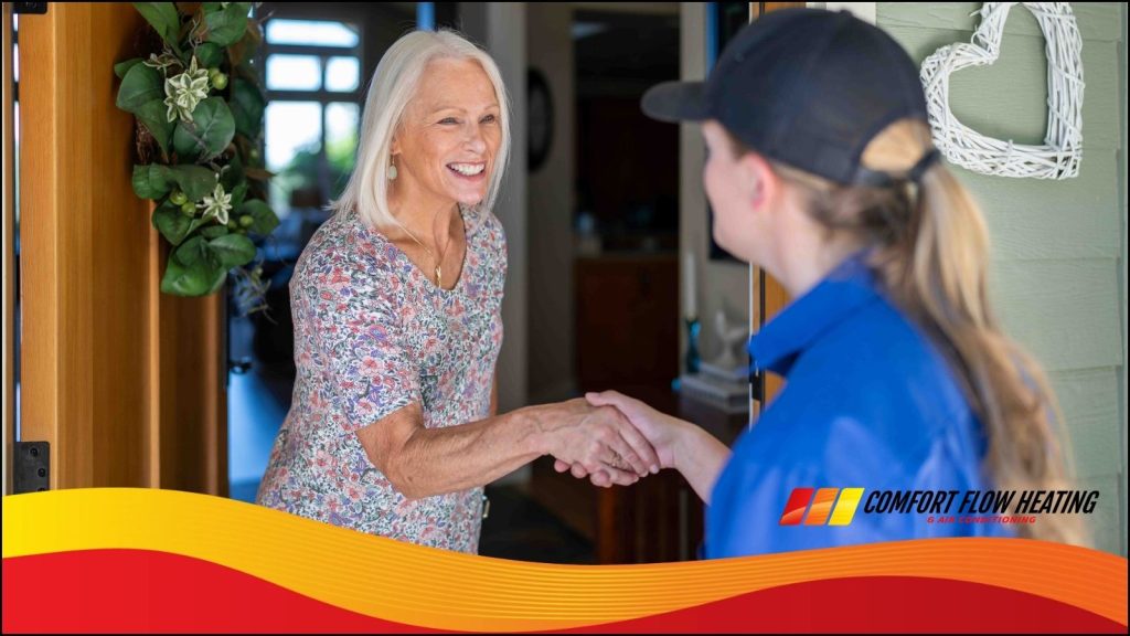 A Comfort Flow HVAC tech stopping by for a fall maintenance check.